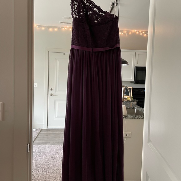 Long One Shoulder Lace Bridesmaid Dress - Picture 4 of 5